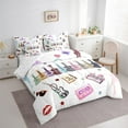 thumbnail image 3 of Manfei Colorful Electric Guitar Bedding Comforter Set 7 Pieces,Music Lover Full Bedding Set,Butterfly Electronic Keyboard Fitted Sheet Flat Sheet For Girls,Microfiber Bedroom Decor, 3 of 8
