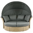 thumbnail image 2 of M optimized Outdoor Daybed, Round Sofa with Cushions, 4 Pillows, Zippers Cushion Covers, Iron Frame, Retractable Canopy for Garden Backyard Lawn Patio, 2 of 9