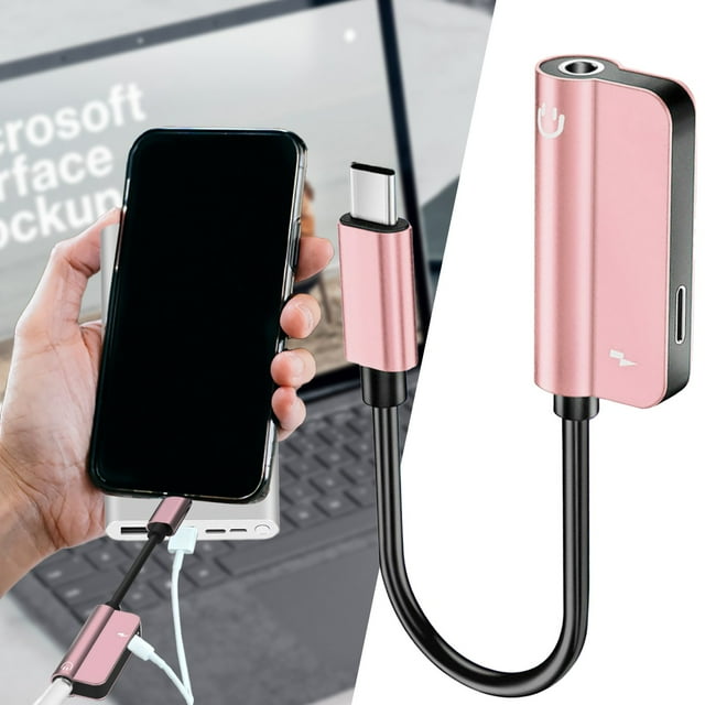USB C Headphone Jack Adapter 2 In 1 USB Type C To Hi Res 3.5mm AUX Audio Multi Connector Adapter For Most USB C Smartphones And Laptops