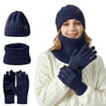 thumbnail image 3 of Wipya Winter Warm Knit Set Beanie Hat Touchscreen Gloves And Neck Scarf For Women Outdoor Cold Protection Essential SizeNavy, 3 of 7