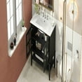 thumbnail image 2 of Resenkos 36" Bathroom Vanity with Ceramic Sink, Solid Wood Legs, Adjustable & Open Shelves, Waterproof Painted Finish, Silver Knobs, - Black, 2 of 20