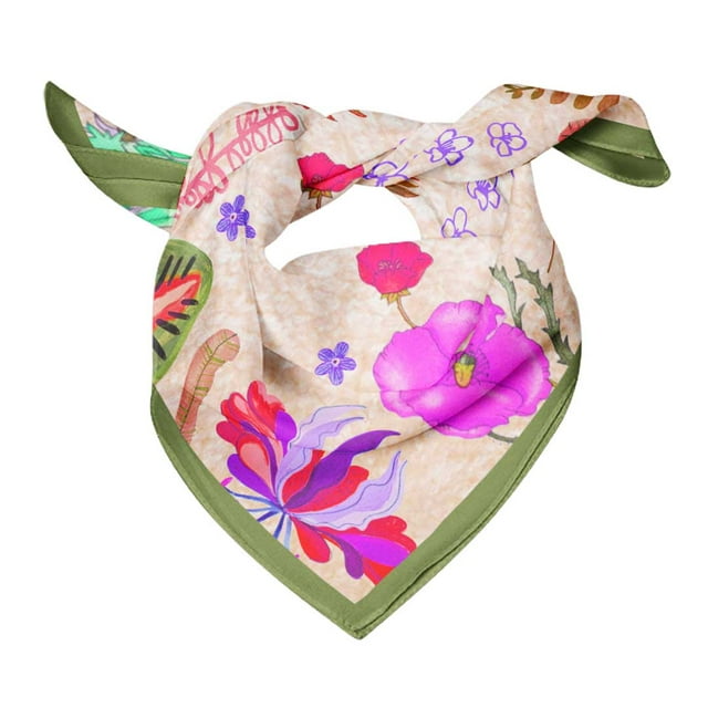 Bimba Cotton Voile Rectangular Printed Scarf Women Wrap Bandanas-40 x 40 Inches