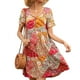 thumbnail image 2 of Vestido Bohemia Vestido de manga corta con cuello en V Mujer Ropa de verano, XL, Rojo y amarillo Vogacara AP001221-08, 2 of 7