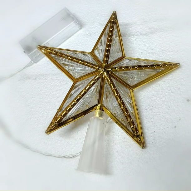 Adorno De Estrella Para árbol De Navidad, Luces Para Decoración De árbol De Estrella 3D, Copa De árbol De Navidad De Doble Cara Con 10 LED Blanco Cálido + Color, 2 Uds