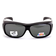 V.W.E. Polarized Fit Over Unisex Rectangular Sunglasses, Black Brown
