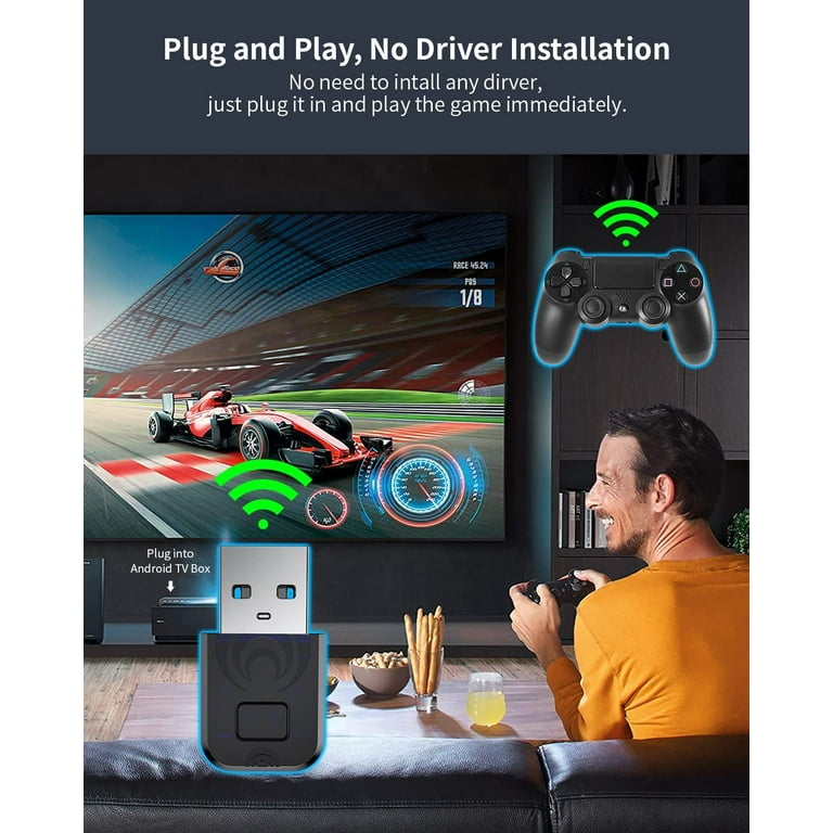 Bluetooth Controller Adapter for PS4 PS5 Switch Pro Controller Wireless Controller Adapter Compatible with Windows PC Android TV Box Steam