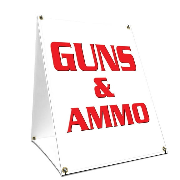 A-frame Sidewalk Guns & Ammo Sign With Graphics On Each Side | 18" X 24" Print Size