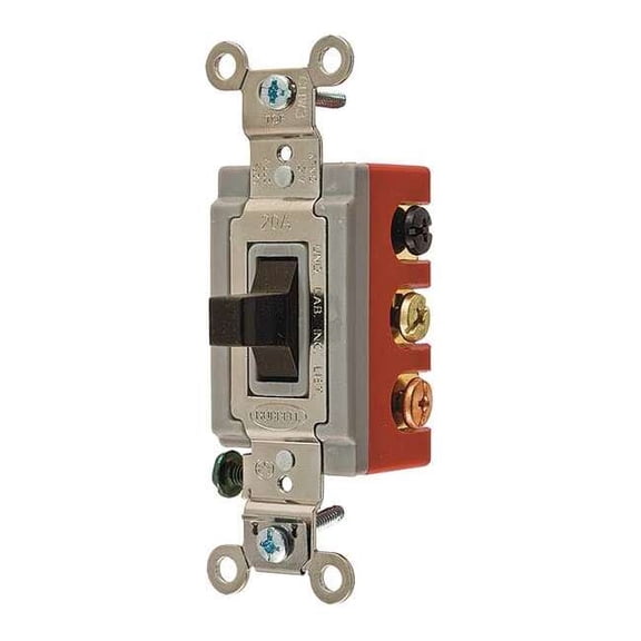 Hubbell Wiring Device-Kellems WllSwtch,Brwn,20A;Bk;Sd,DblPole/DblThrow HBL1386