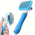 thumbnail image 2 of uvwlwu Self Cleaning Pet Grooming Brush for Dogs and Cats with Bent Needle Technology for Shedding Removal and Soothing Massage(Blue), 2 of 8