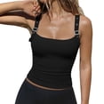 thumbnail image 3 of Breezora Women's Summer Going Out Tank Tops Buckle Neck Sleeveless Ribbed Loose Fit Streetwear Festival Outfits, 3 of 9