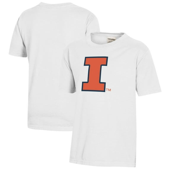 Youth  White Illinois Fighting Illini Logo Comfort Wash T-Shirt