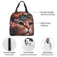 thumbnail image 2 of Horeoi Flower Crown Cat Pattern Lunch Bag for Work Picnic Travel Use Thermal Tote with Front Pocket for Women Men Students, 2 of 7