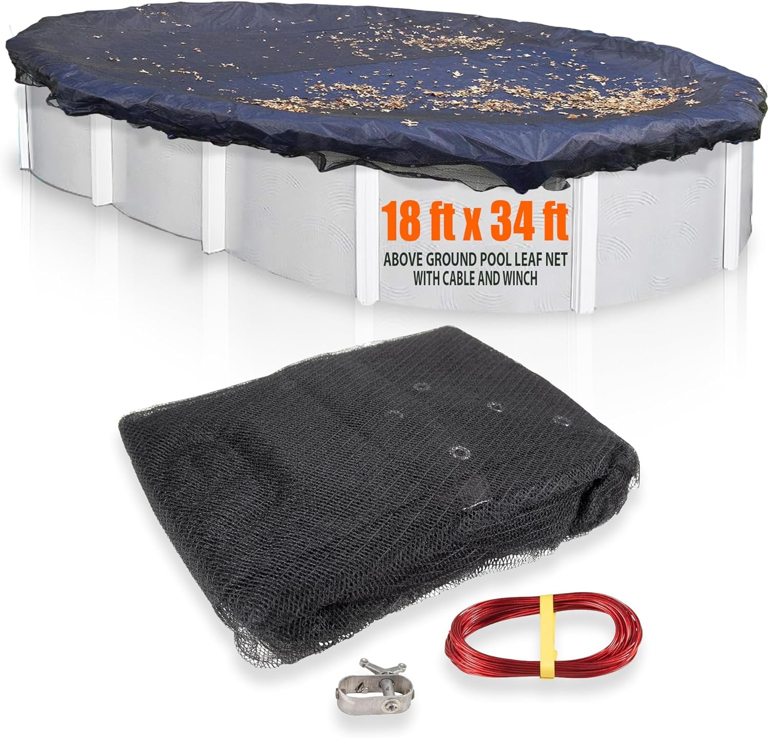 SET Sunsolar Energy Technologies Leaf Net Cover for 18 ft x 34 ft Oval Above Ground Swimming Pool with Extra 3 ft Overlap