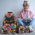thumbnail image 2 of Yspwyqan Black Cat Backpack Set Kids Girls, Wild Floral 4 Piece Backpack Lunchbox Set with Pencil Case, 17 Inch Lightweight Padded Straps Bag for Elementary Middle School, 2 of 7