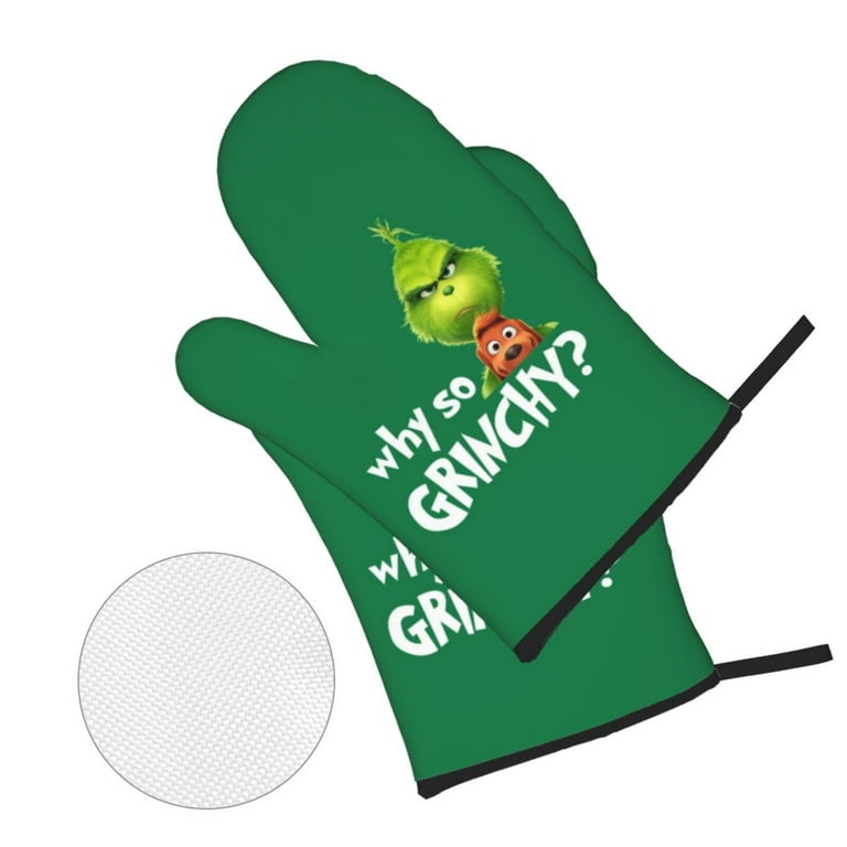 Grinch Merry Grinchmas Kitchen Oven Mitts, Pot Holder, and Towel
