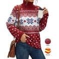 thumbnail image 3 of Asklazy Women's Turtleneck Sweater Long Sleeve Cozy Warm Casual Lightweight Soft Pullover Jumper Tops,Christmas Snowflake Red,3XL, 3 of 9