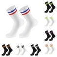 thumbnail image 4 of 9 Pair Wine Athletic Crew Socks with Classic Two Stripes Design for Sports School and Casual Wear Comfortable Breathable Cushioned Socks for and Polyester, 4 of 4