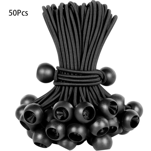 YMWVH Ball Bungee Cords 6 Inch (50 Pack) Heavy Duty UV Resistant Bungie Cord Balls for Canopy, Tarp, Camping, Shelter, Cargo Tie Downs