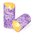 thumbnail image 3 of Purple Daisies Flickering Flameless Candles with Remote Timer Battery Operated LED Tealight Set of 2 S, 3 of 8