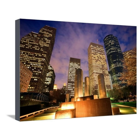 Skyscrapers and High-Rise Buildings in Downtown Houston, Texas Stretched Canvas Print Wall Art