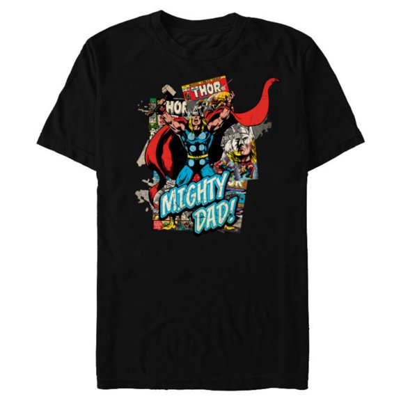 Marvel Thor Mighty Dad Comic Book Father's Day - Short Sleeve Blended T-Shirt for Adults - Customized-Black