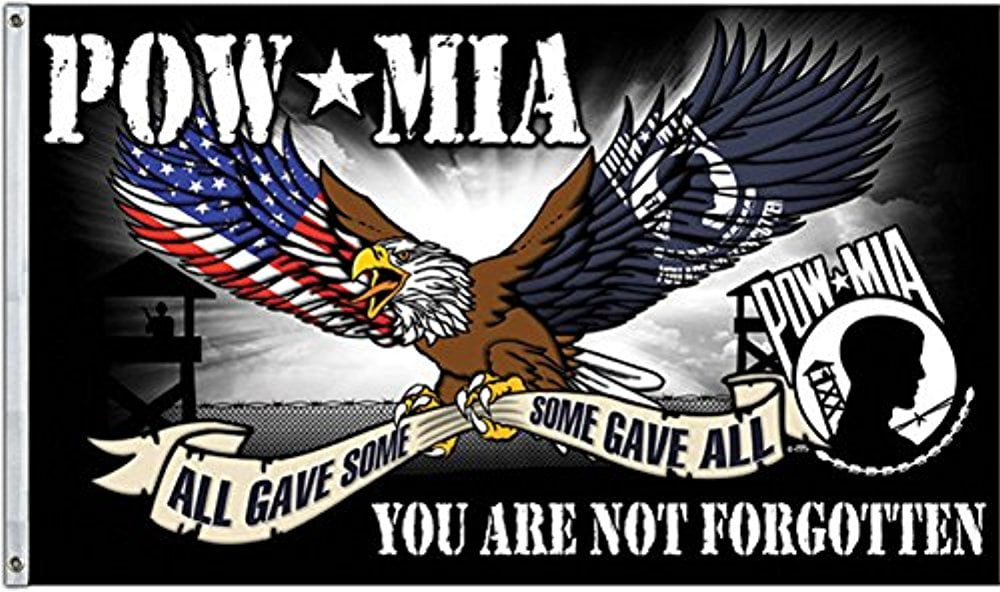 High Quality 3x5 Pow Mia POWMIA You are never Forgotten Black Double Sided Flag Banner