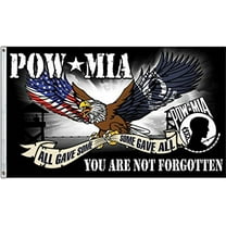 Pow Mia Eagle Flag 3x5 Outdoor Pow Flag Durable Polyester Double Stitched Clear Pattern Vivid Colors Comes with 2 Brass Grommets for Indoor Outdoor Office Company Boat