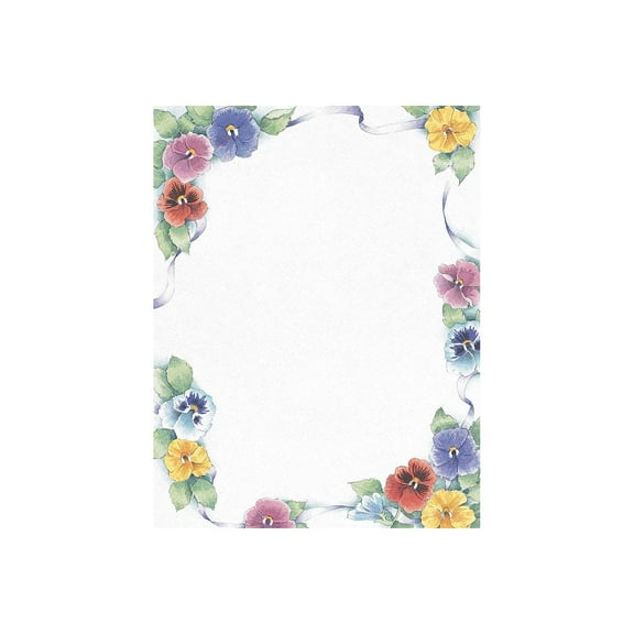 Great Papers! Pretty Pansies Letterhead 8.5" x 11" 80 Count 2014313
