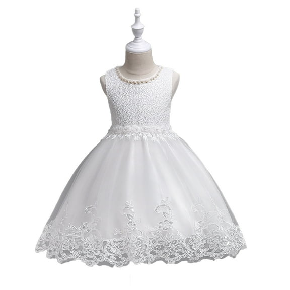 XBASW Baby Kids Girls Lace Tulle Dress Flower Girls Pageant Dresses Toddler Girls Sleeveless Puffy Prom Tulle Ball Gown 2-10T