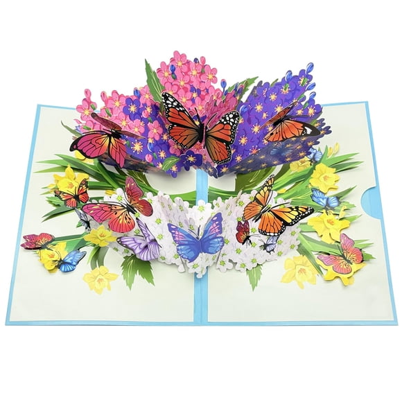 Tarjetas de felicitación con forma de ramo desplegable 3D con forma de mariposa CawrdWish