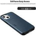 thumbnail image 4 of For iPhone 13 Case, iPhone 14 Case Card Holder Wallet for IDs License Card Slot Protective Shockproof Dual Layer PC Shell + TPU Rubber Cover Cell Phone Case for Apple iPhone 13 iPhone 14 Navy, 4 of 15
