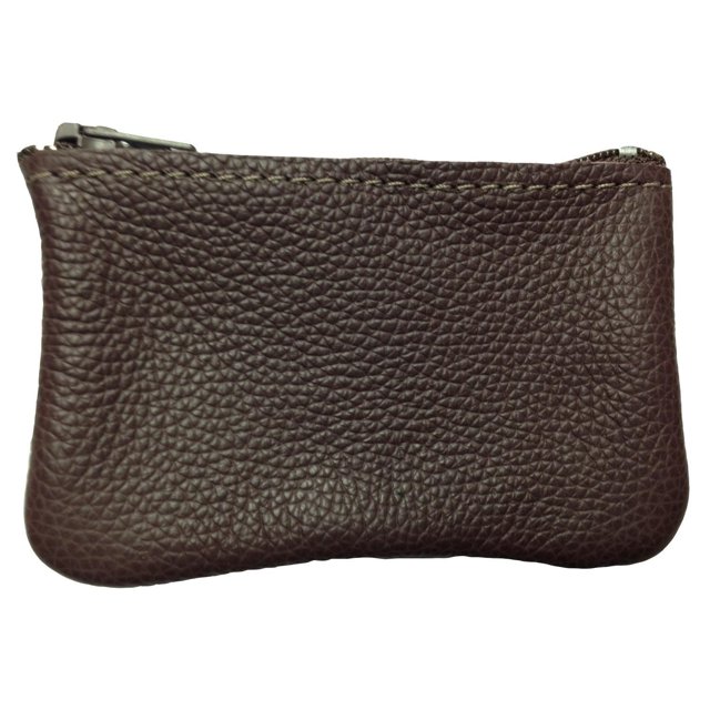 Leather Zippered Coin Pouch Change Holder USA Made, Burgundy