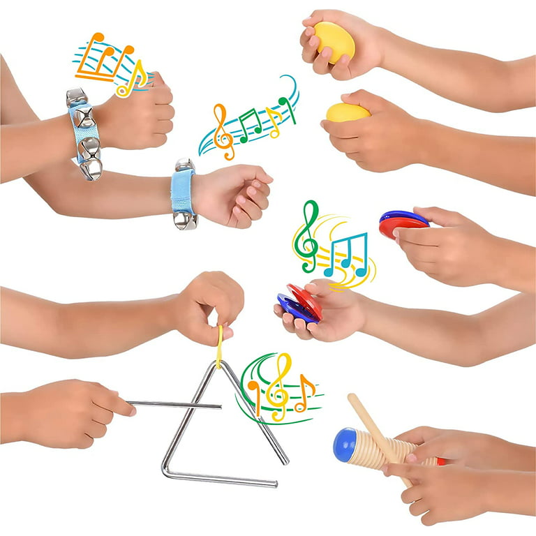 eBoutik Djoliba - Pack 6 instruments pour enfants - tambourin, clave,  flûte, maracas, shaker, ocarina