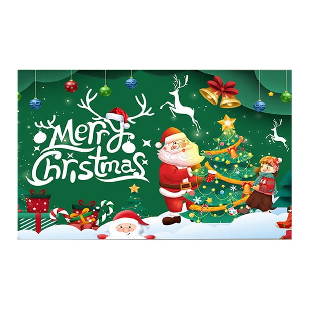 Feliz Navidad Decoración para puerta de garaje Fondo Árbol de Navidad Divertido Papá Noel Chimenea interior Invierno Hogar Año Fiesta navideña Pancarta Cubierta