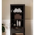 thumbnail image 3 of Ariel T2065-Lc Hepburn 65" Wood Free Standing Bathroom Linen Tower - Black / Satin Brass, 3 of 7