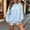 Light Blue#05, variant on Two Piece Sweat Set for Womens Mock Neck Long Sleeve Striped Oversized Sweatshirt Lightweight Loose Comfy Shorts Pants Sets