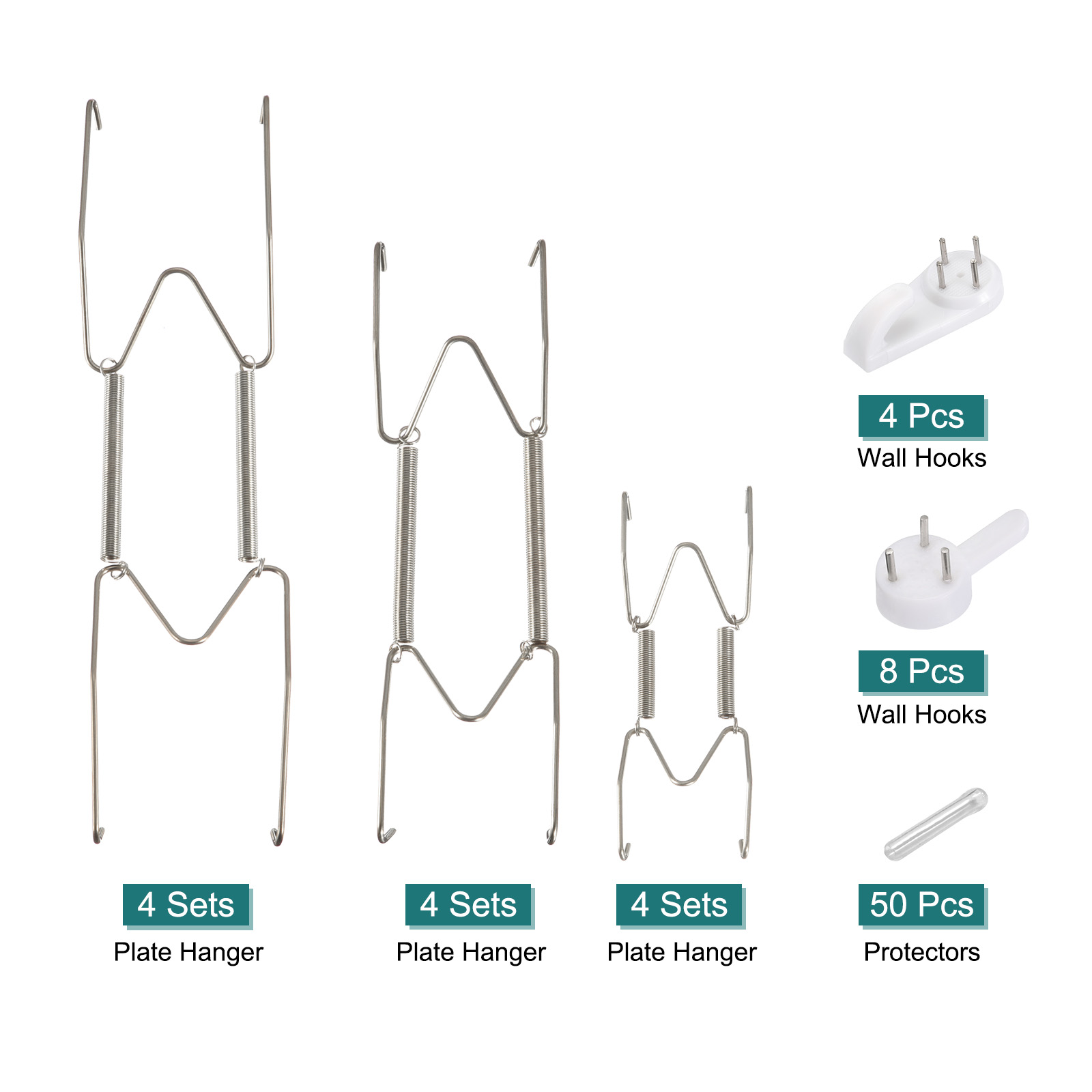 Unique Bargains Stainless Steel Invisible Wall Plate Hanger for Artwork Display 4 Pcs