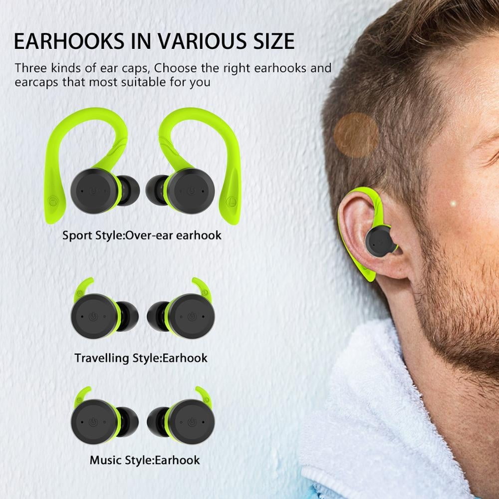 Bluetooth Headphones True Wireless Earbuds with Charging Case IPX7 Waterproof Stereo Sound Earphones Built-in Mic in-Ear Headsets Deep Bass for Sport Running, Black