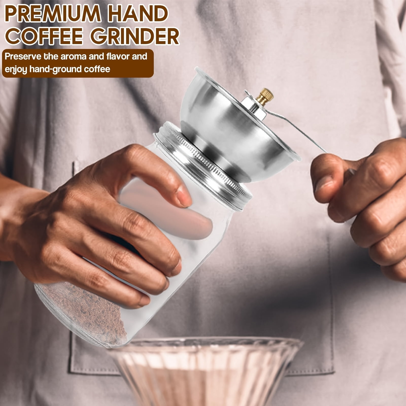 Lid Accessory for Stainless Steel Coffee Grinder Designed for And Wide-Mouth Mason Jars - a Manual Burr Grinder Perfect for Fresh Coffee, Great-70MM