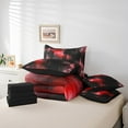 thumbnail image 4 of Erosebridal Chic Abstract Bedding Sets Full Size, Stripe Ombre Comforter Sets with Sheets, Red Minimalism Decor, Reversible 7pcs, 4 of 5