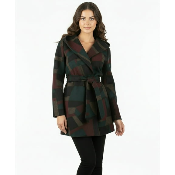 Evette  K Wool Hooded Wrap Coat