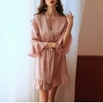 thumbnail image 2 of Warm Robes for Women Pink Robes for Women Women's Solid Color Nightgown Pajamas Cardigan Robe Nightgown, 2 of 6