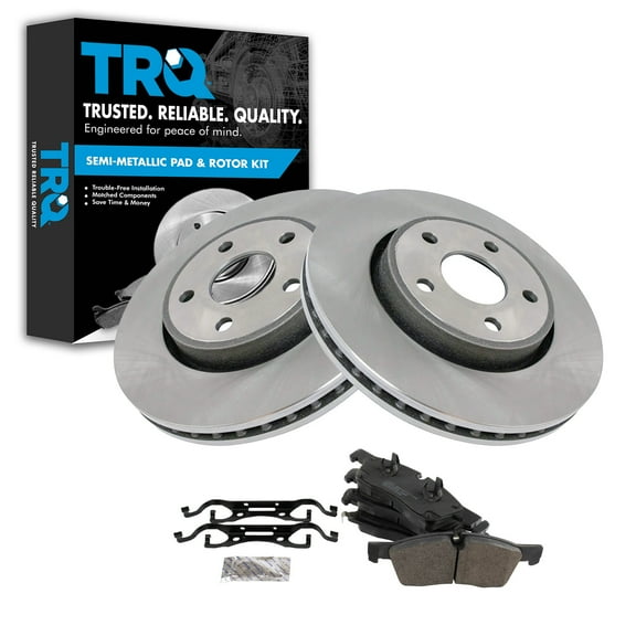 TRQ Front Brake Pad & Rotor Kit Brake Pads Brake Rotor Semi-Metallic Fits Select 2011-2016 Dodge Durango Jeep Grand Cherokee