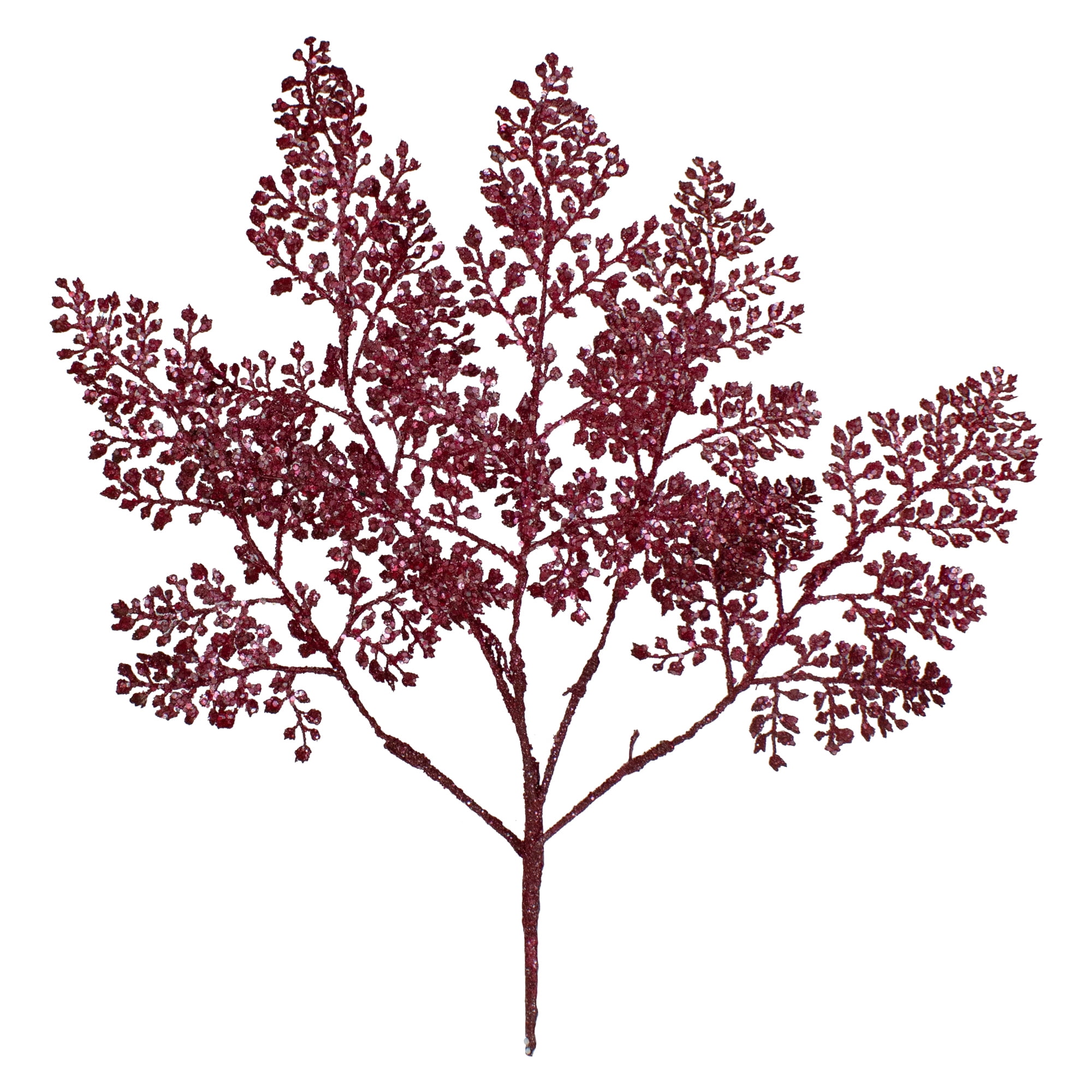 18' Deep Pink Glittered Leaves Artificial Christmas Spray