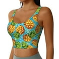 thumbnail image 2 of Daiia Pineapple Printed Women's Sports Bra, Breathable Activewear Bra with U-Back Design and Removable Pads, Comfortable and Supportive for Yoga, Workout-Small, 2 of 8