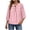 Pink, variant on Women's V Neck Bow Tie Button Down Shirt Loose Pleated Three Quarter Sleeve Blouse Casual Lightweight Summer Top