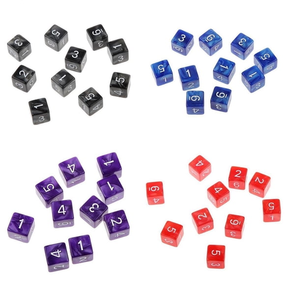 Dados digitales D6 de 6 caras para juegos de azar, accesorios de rol, 4 colores