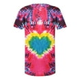 thumbnail image 4 of VKOYWKM Womens Valentine's Day Shirts Trendy Tie Dye Heart Print Hide Belly T-Shirts Short Sleeve Button V Neck Henley Shirt Pleated Empire Waist Tunic Tops, 4 of 5