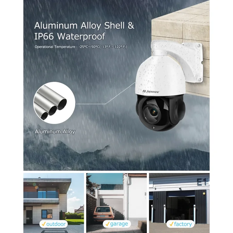 Jennov 360° 4K 8MP POE PTZ Security IP Camera 20x Optical