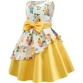 thumbnail image 2 of Elegant Girls' Floral Print Dress Evening Performance Dress, Holiday Performance Dress Princess Dress Special Occasion Dress Princess Dresses Yellow, 2 of 7